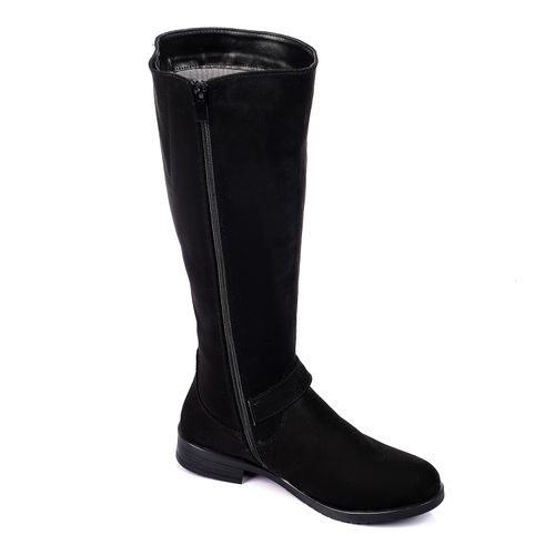 Faux Suede Knee-High Boots – Black