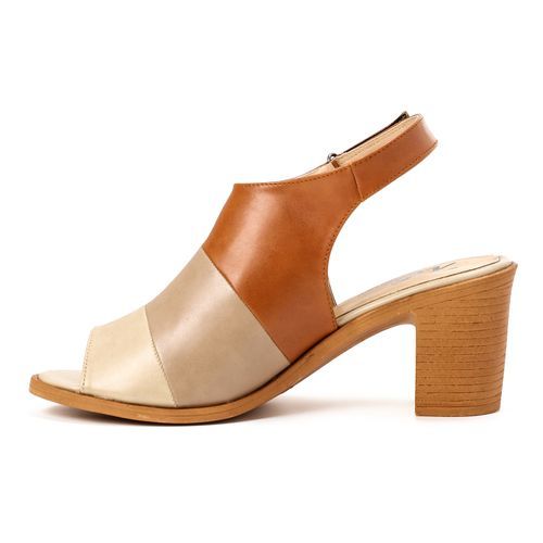 Faux leather Tri-Tone Peep-Toe Block Heel - Multicolor