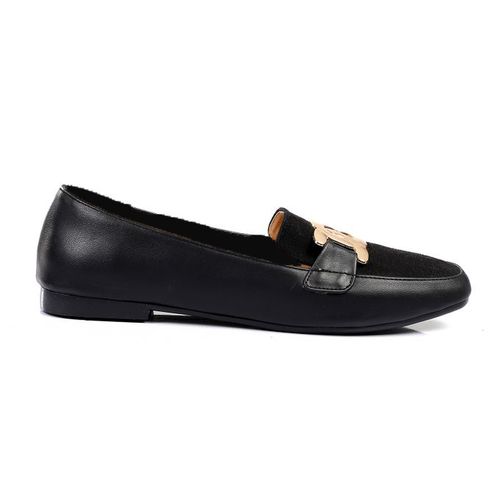 Faux Leather Comfortable Shoes - Black
