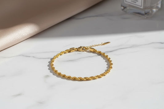 Stainless Steel Braided Rope Chain Bracelet – Gold