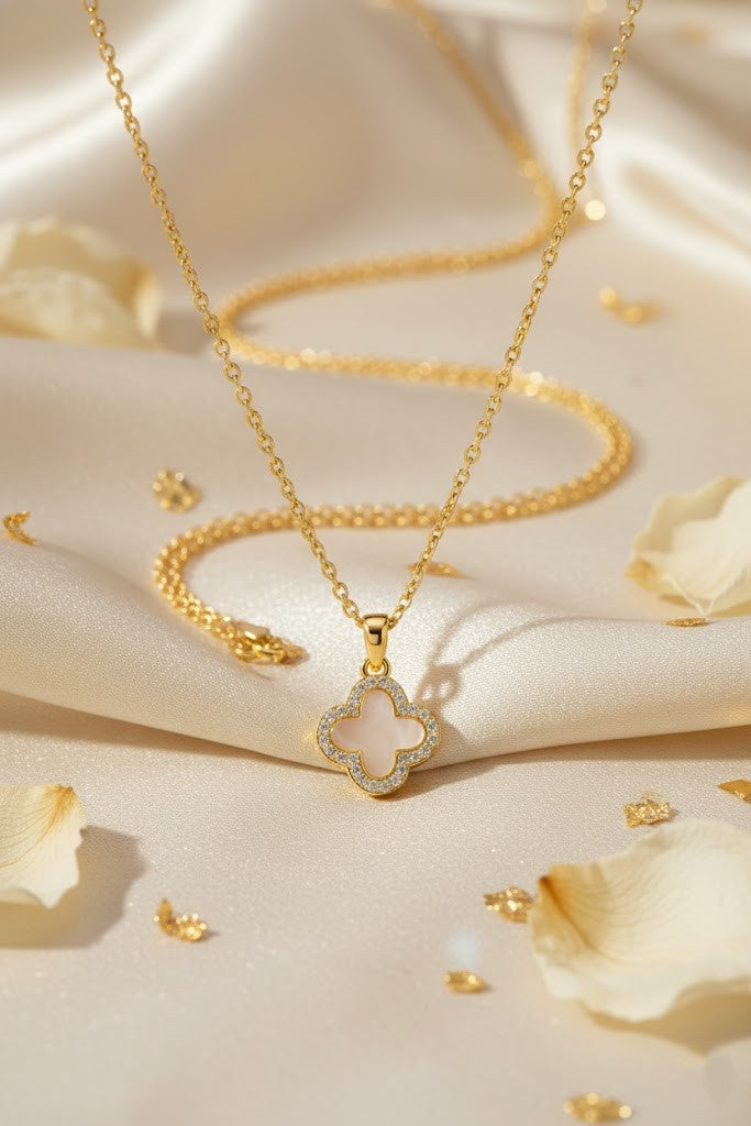 Stainless Steel Clover Pendant Necklace – Gold