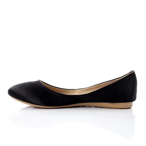 Suede Texture Ballet Flats – Black