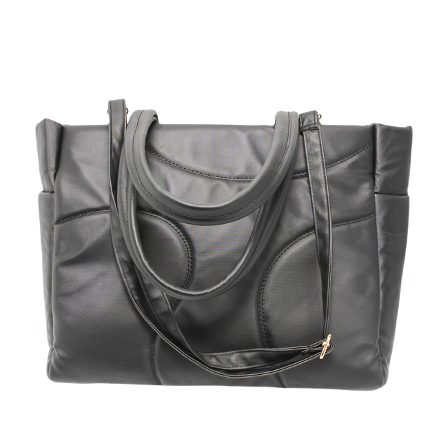 Faux Leather Stylish Shoulder Bag - Black