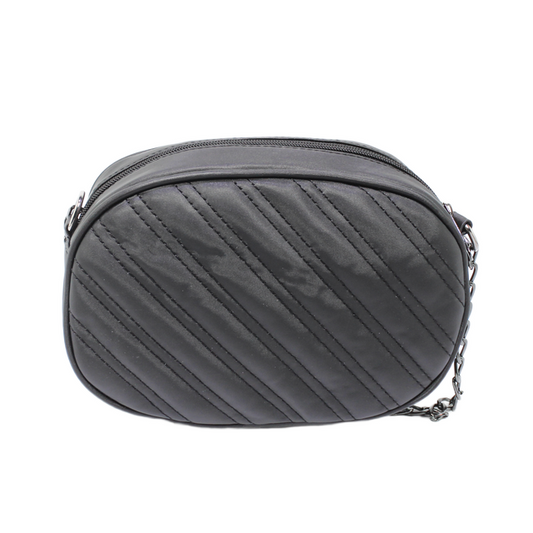 Faux Leather Cross Bag - Black