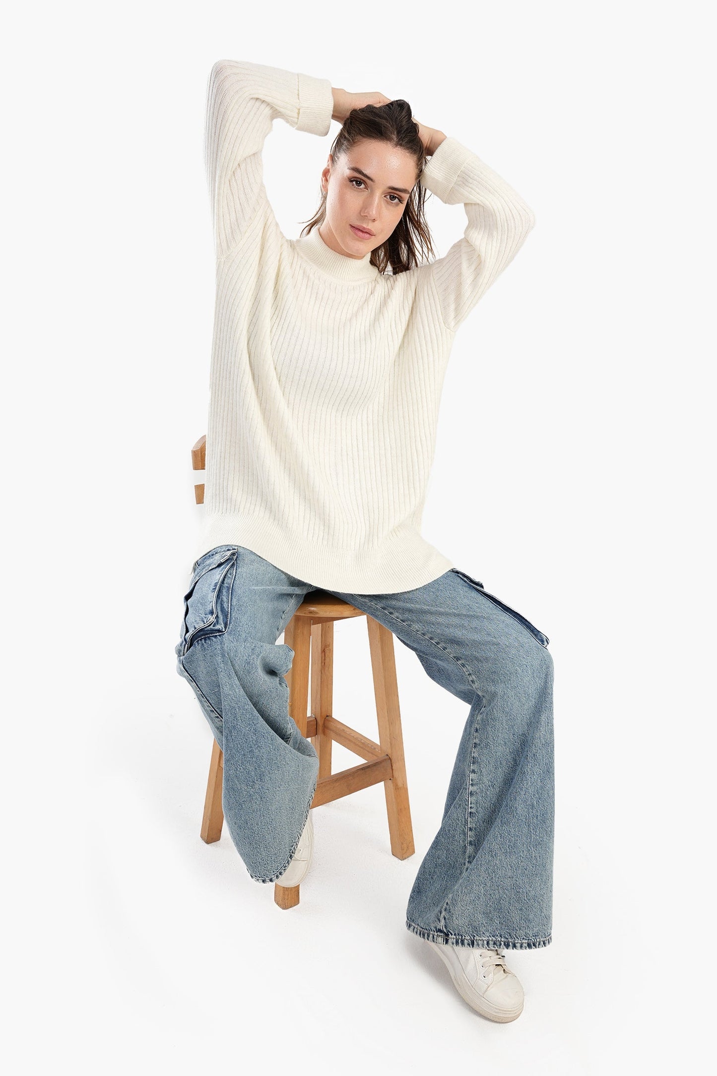 Relaxed Fit Ribbed Pullover