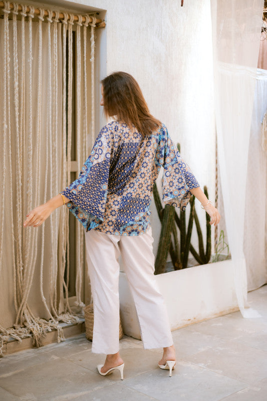 Light Woven Fabric Plain Straight Pants – Beige