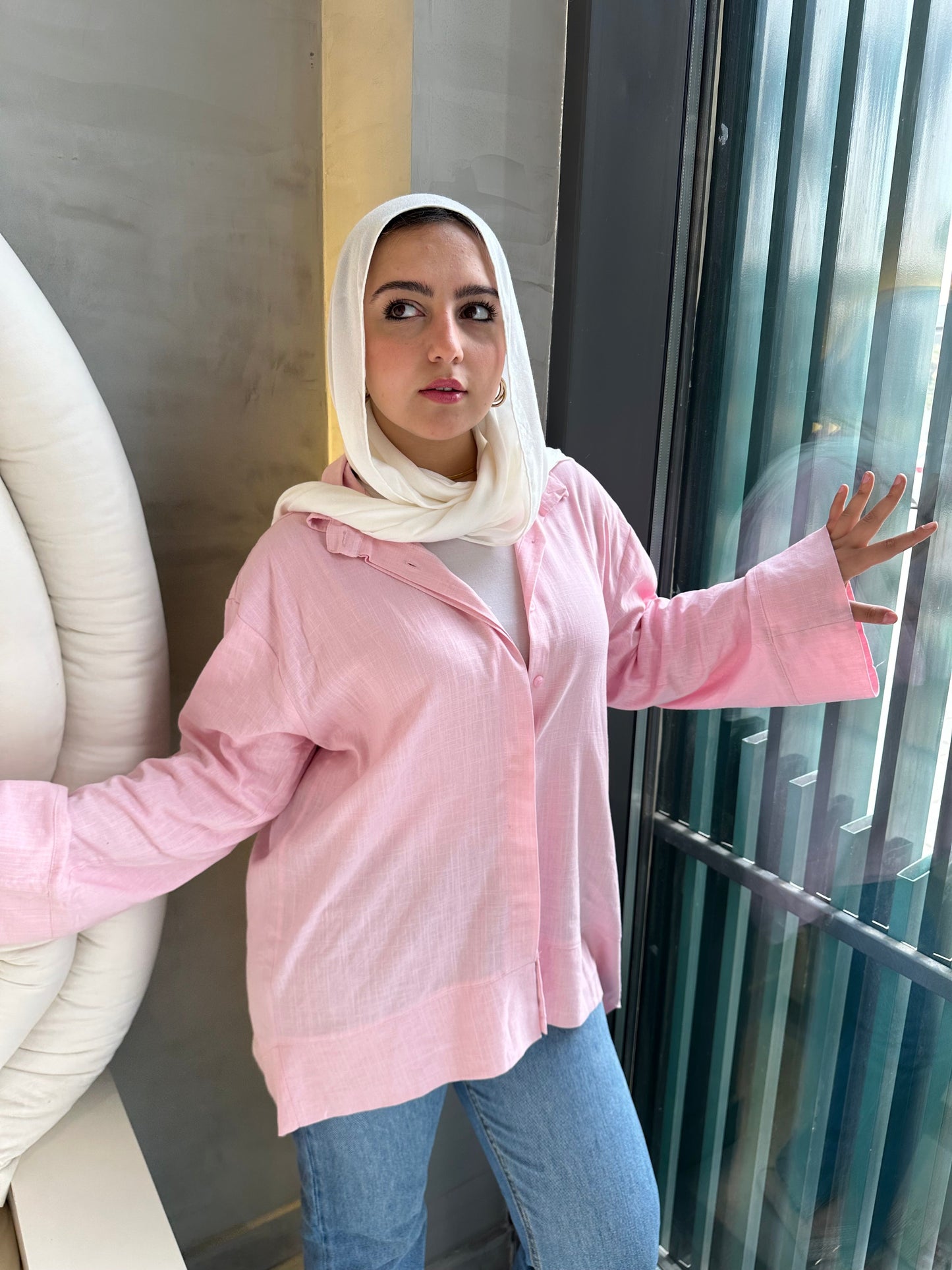 Linen Plain Shirt – Baby Pink