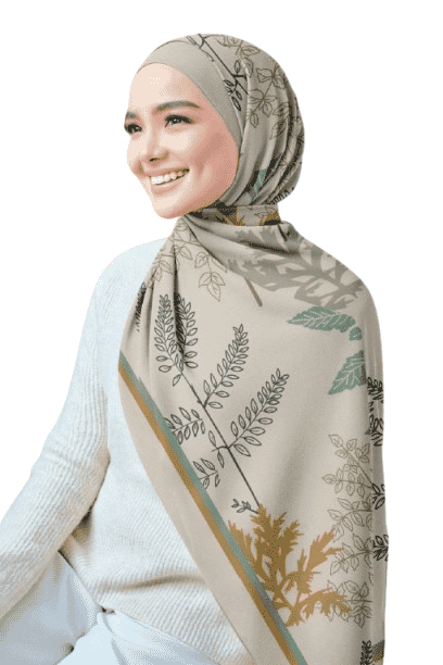 Printed Chiffon Crepe Veil - Beige