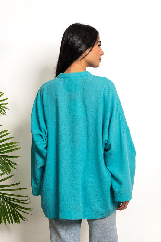 Oversized Symmetric Shirt - Turquoise