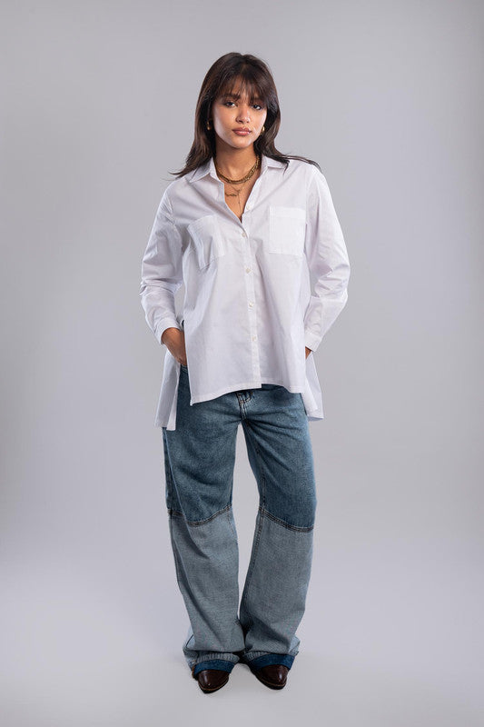 Cotton Lycra Basic Shirt - White