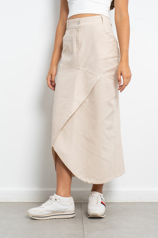 Midi Gabardine Skirt - Off White