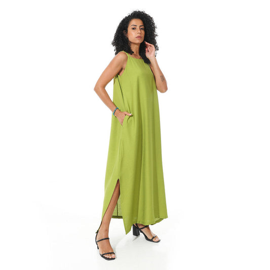 Lenin Sleeveless Dress - Light Olive
