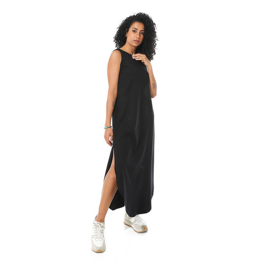 Minimalist Casual Maxi Dress - Black