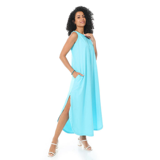 Minimalist Casual Maxi Dress - Turquoise