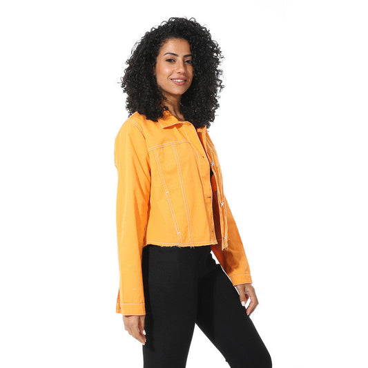 Cropped Jeans Jacket - Orange