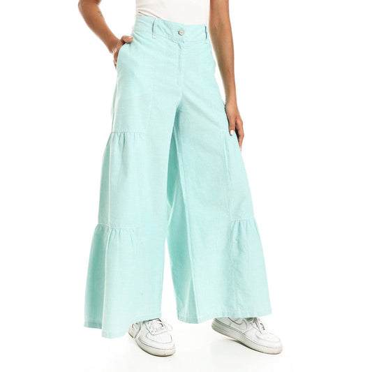 Wide-Leg Tiered Pants - Mint Green