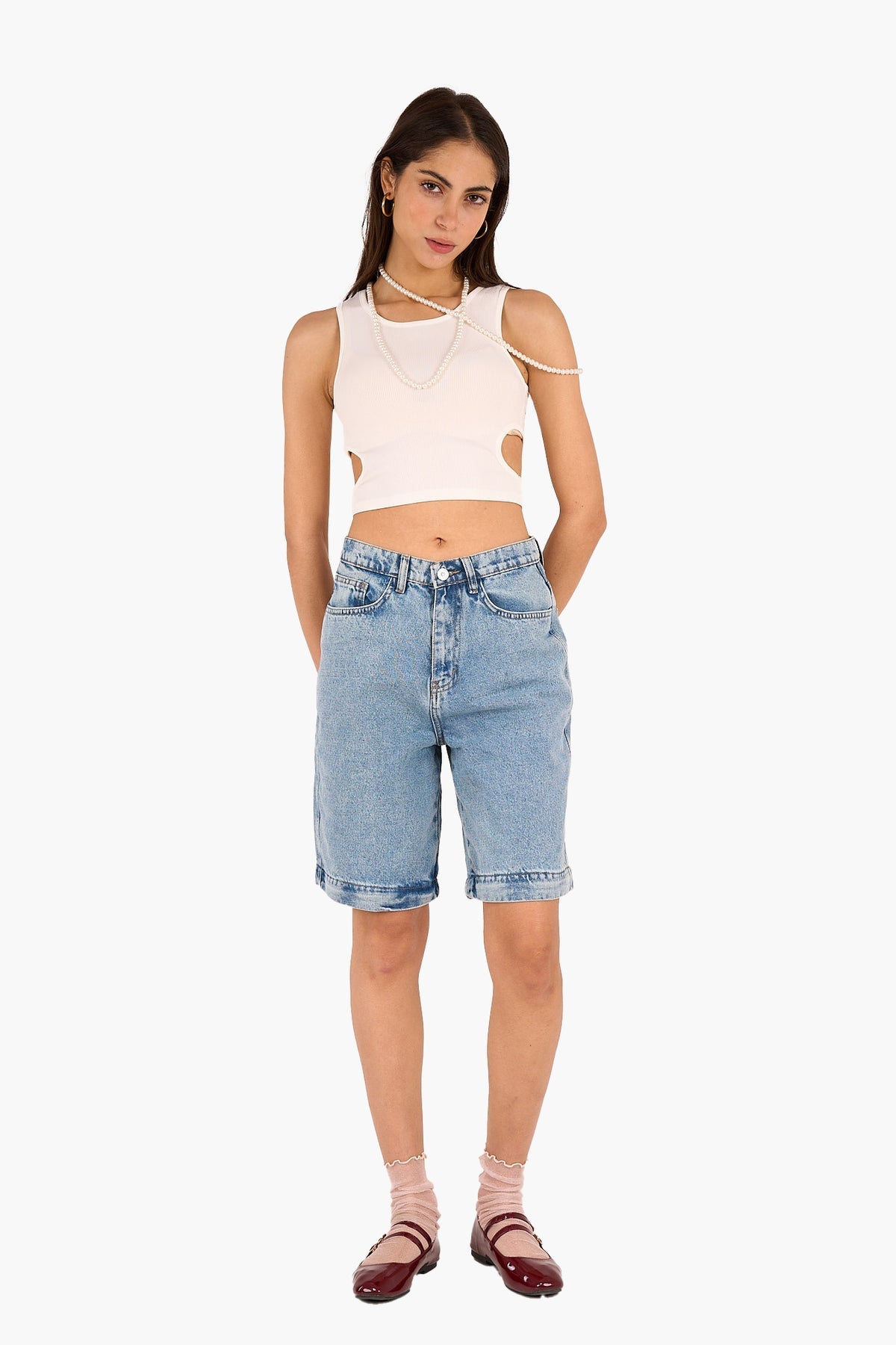 Cropped Cut-Out Ribbed Top