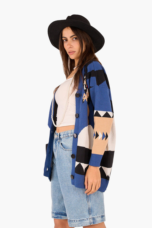 Horse Printed Wool Cardigan