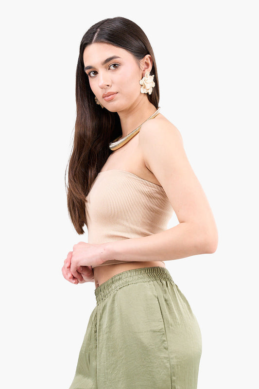 Strapless Cropped Ribbed Top