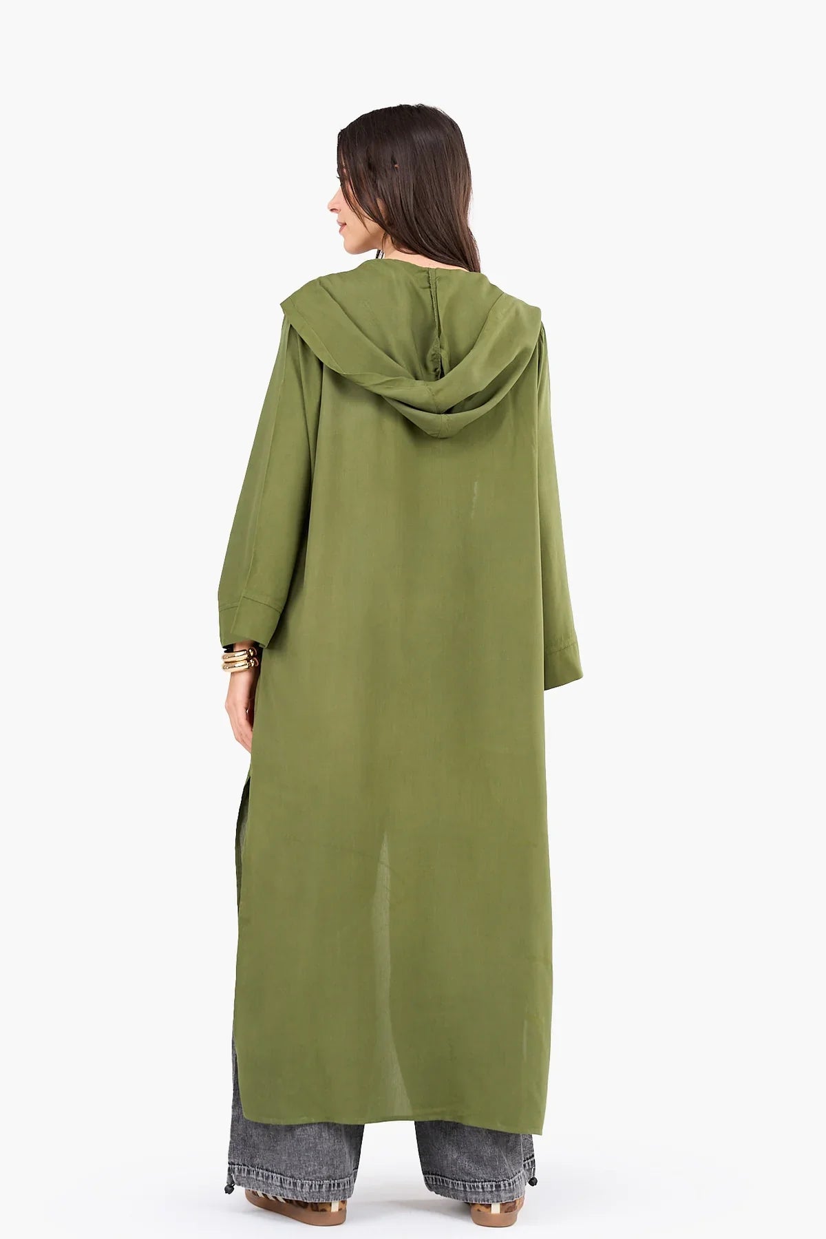 Solid Pattern Hooded Cardigan