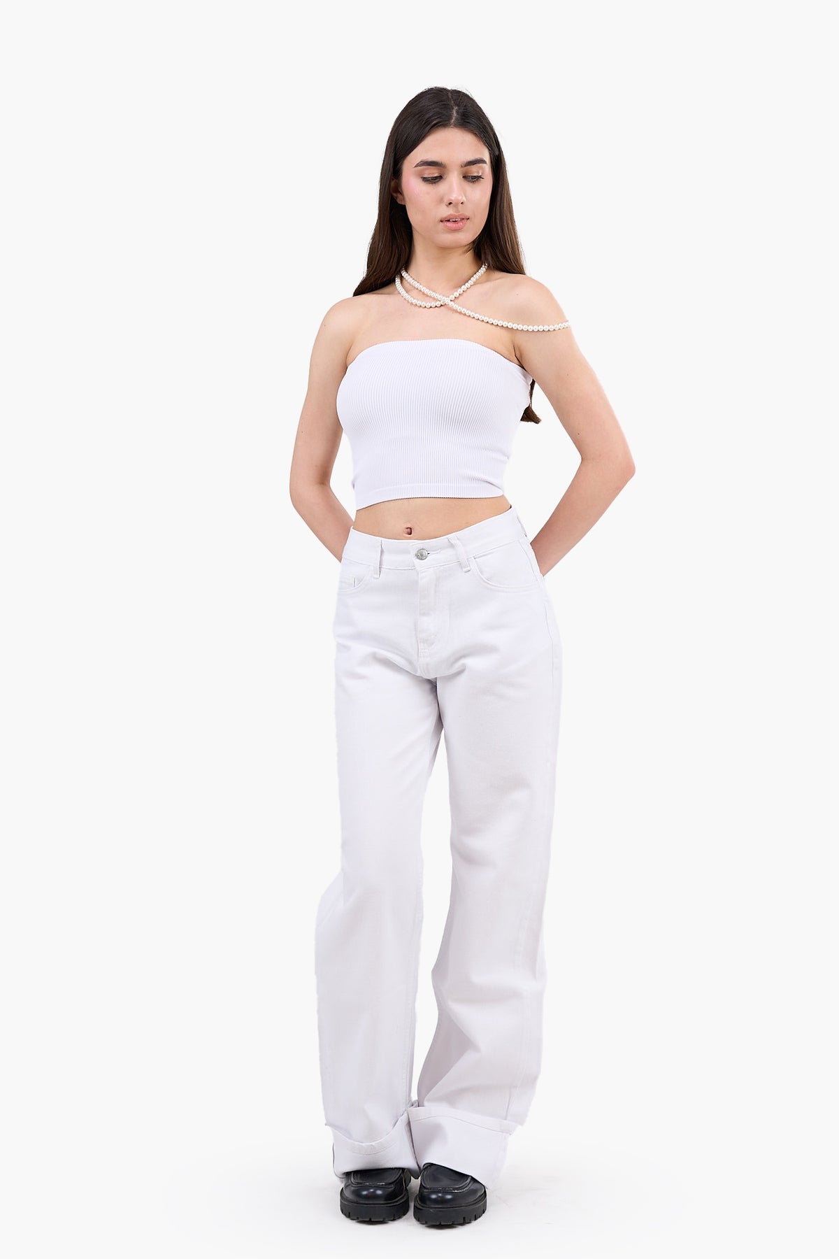 Strapless Cropped Ribbed Top