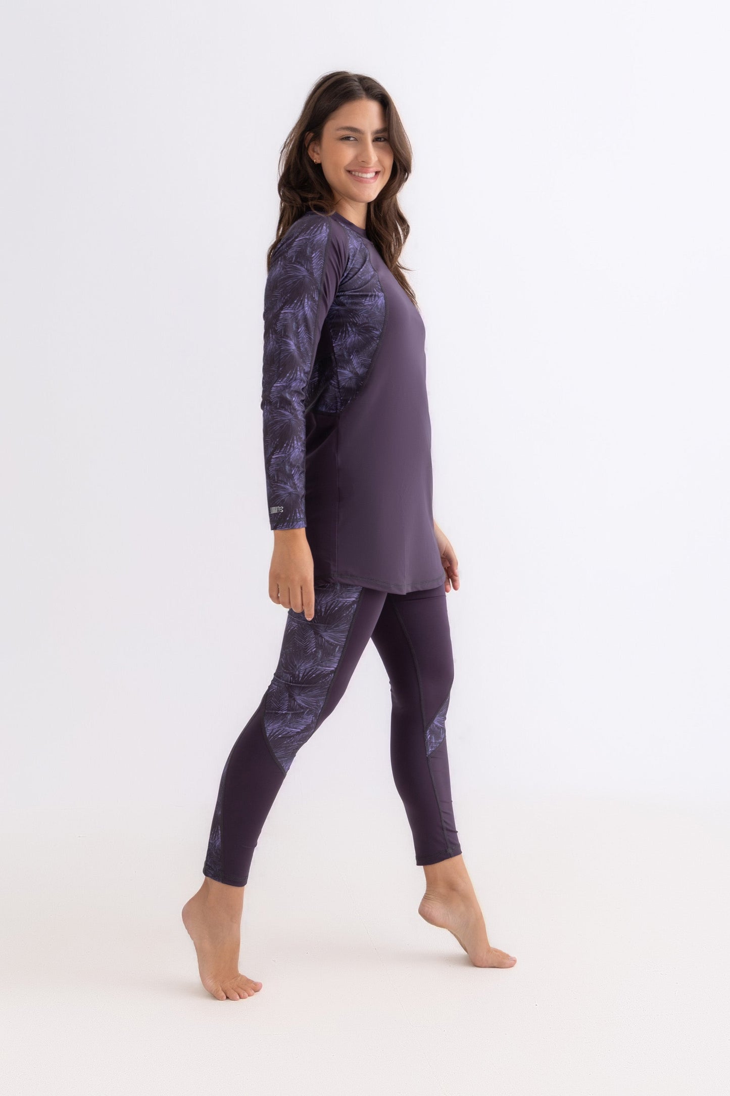 Lycra Asymmetrical Basic Swimsuit - Purple