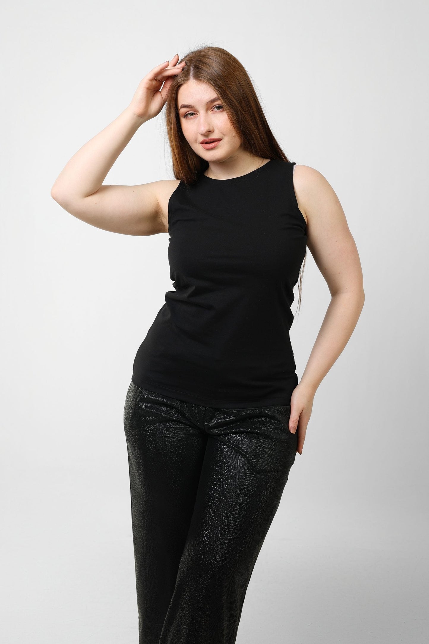 Cotton Basic Sleeveless Top – Black