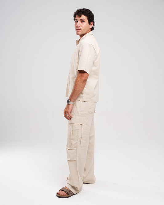 Short-Sleeve Button-Up - Beige