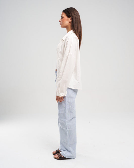 Light Blue And White Pinstriped Lounge Pants