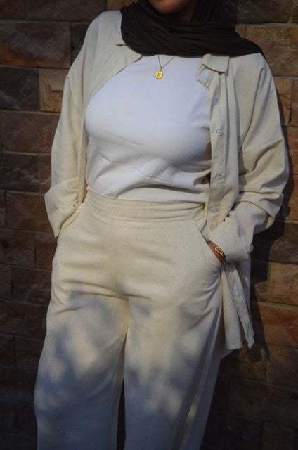 Linen Polka Dot Shirt – Beige