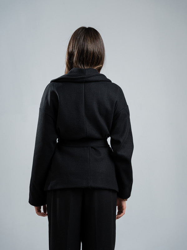 Wool Belted Jacket – Black