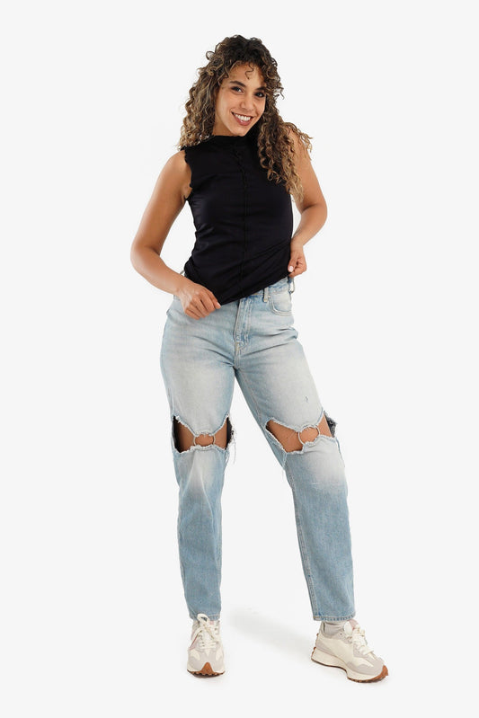 Vertical Piping Sleeveless Top - Carina - كارينا