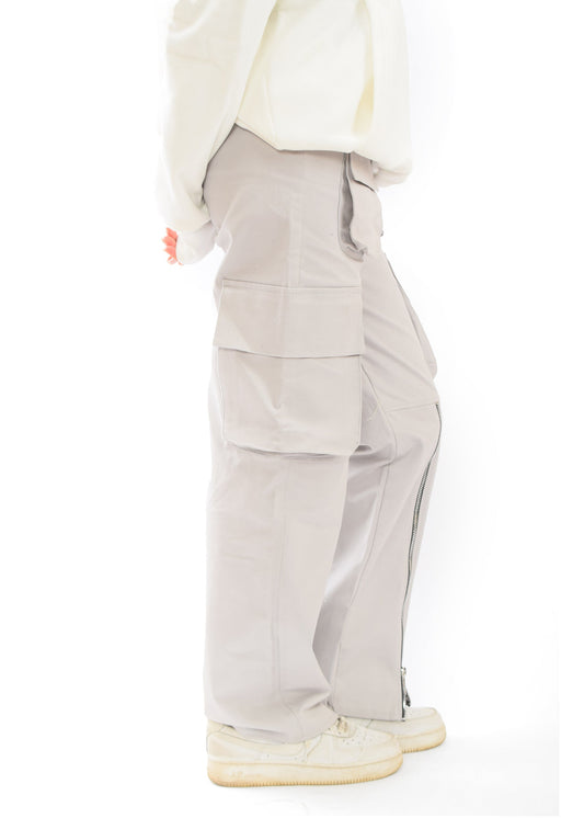 Heavy Cotton Gabardine Cargo Pants – Light Grey