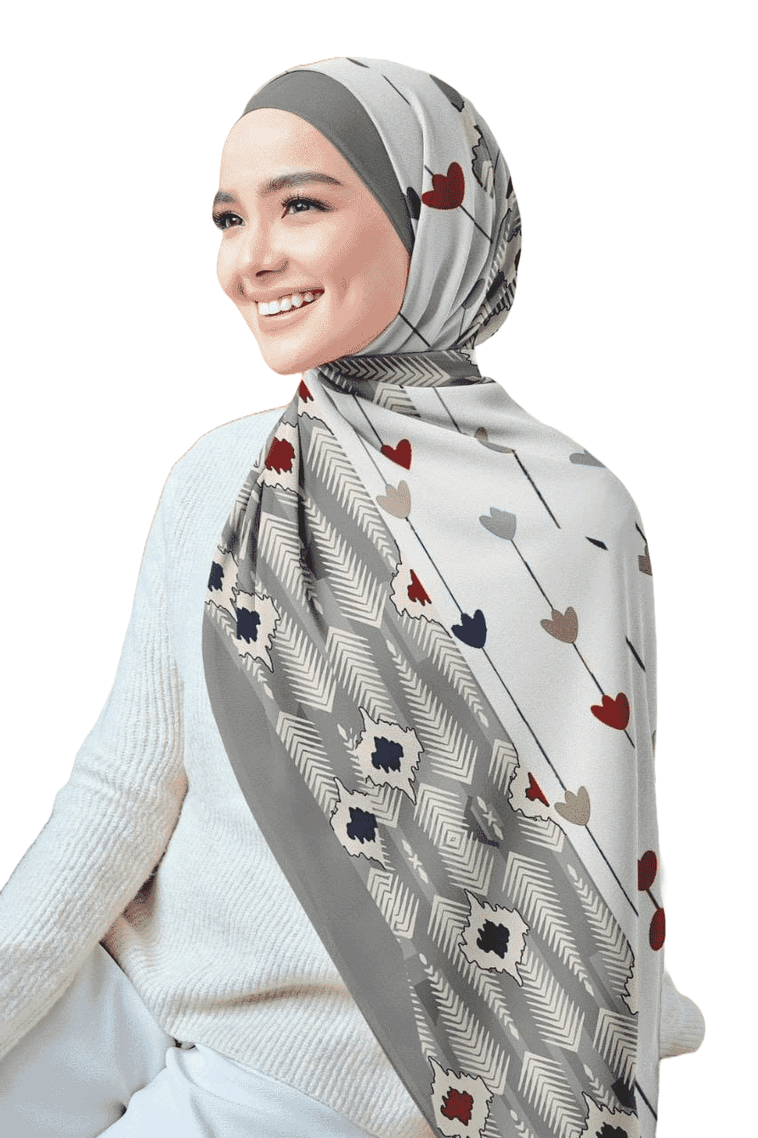 Printed Chiffon Crepe Veil - White