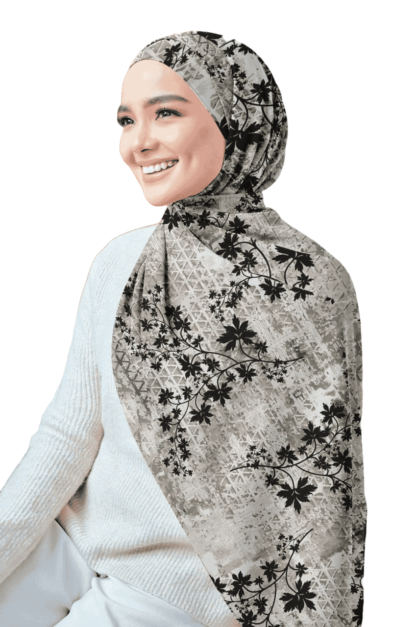 Printed Chiffon Crepe Veil - Multicolor