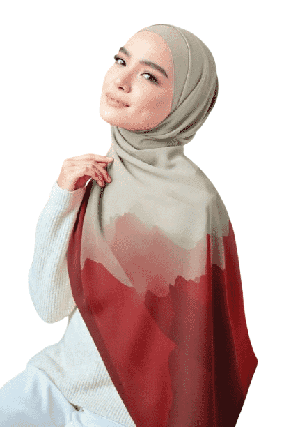 Printed Chiffon Crepe Veil - Burgundy