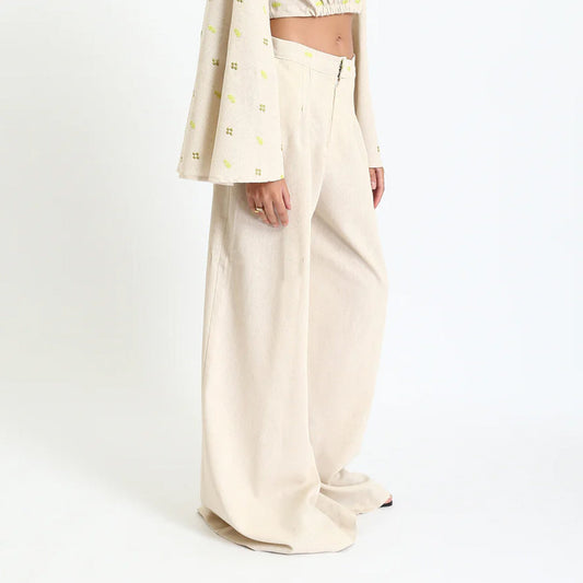 High-Waisted Wide-Leg - Beige