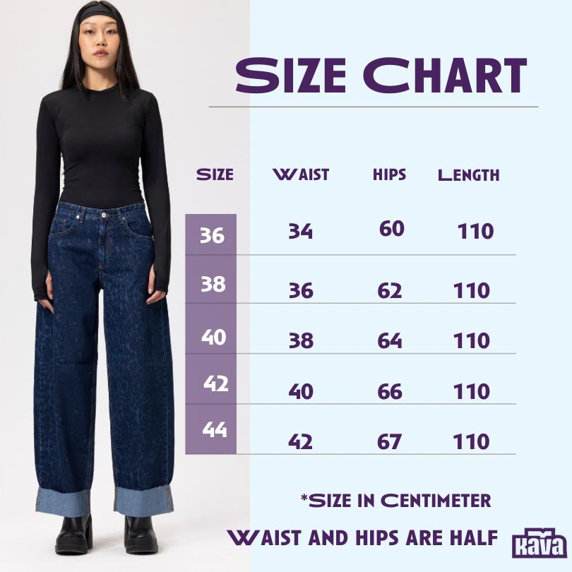 Denim Fold Up Leopard Pants - Dark Blue