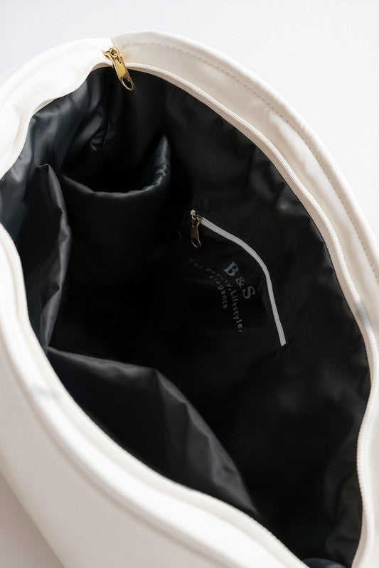 PU Leather Quilted Tote & Shoulder Bag – Black