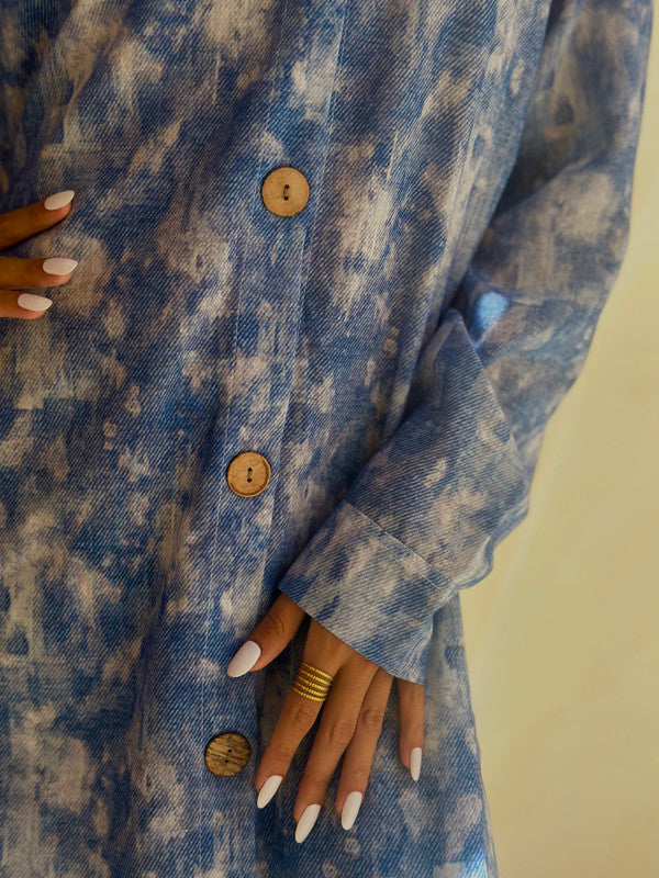 Linen Tie-Dye Shirt Dress – Jeans Blue
