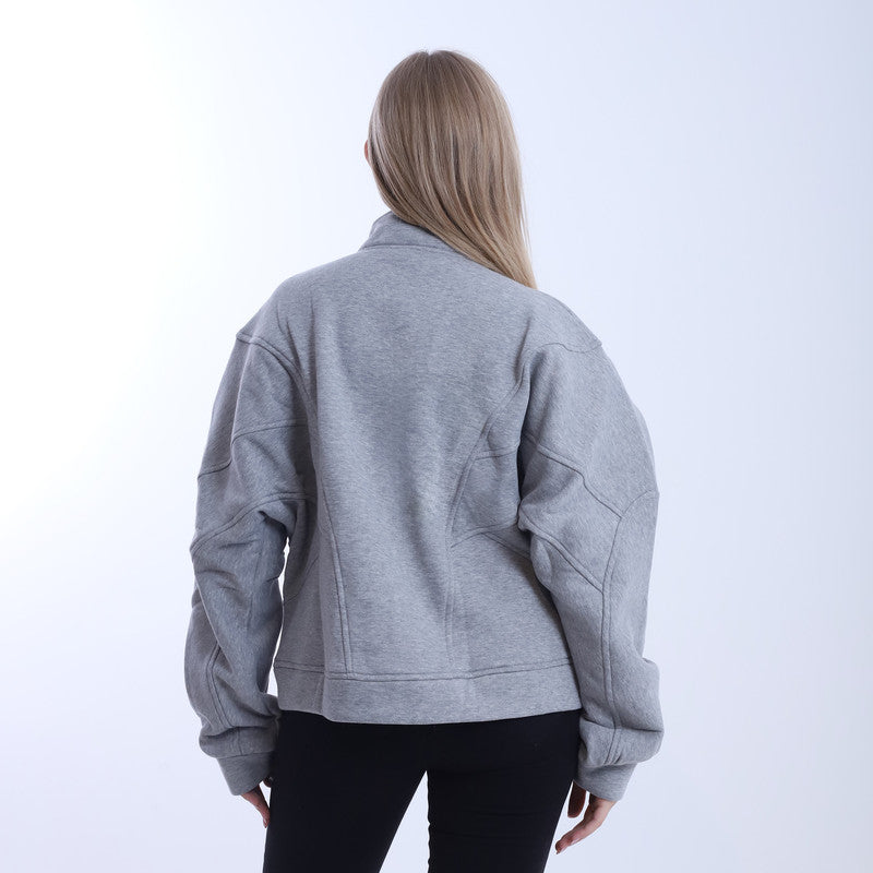 Melton Solid Full-Zip Jacket – Grey