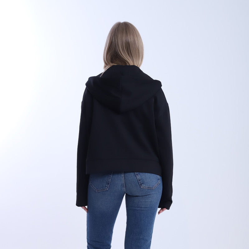 Melton Solid Oversized Zip-Up Hoodie – Black