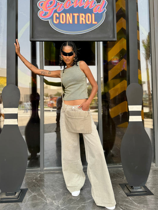 Denim Shoulder Bag - Oil