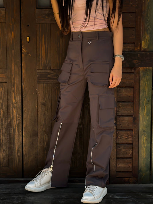 Gabardine Pockets Pants - Dark Grey