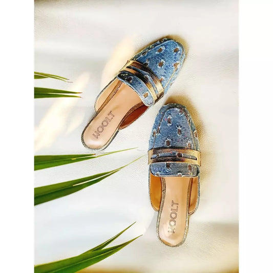 Denim Glow Mules - Light Jeans