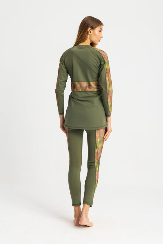 Lycra Asymmetrical Basic Swimsuit - Olive