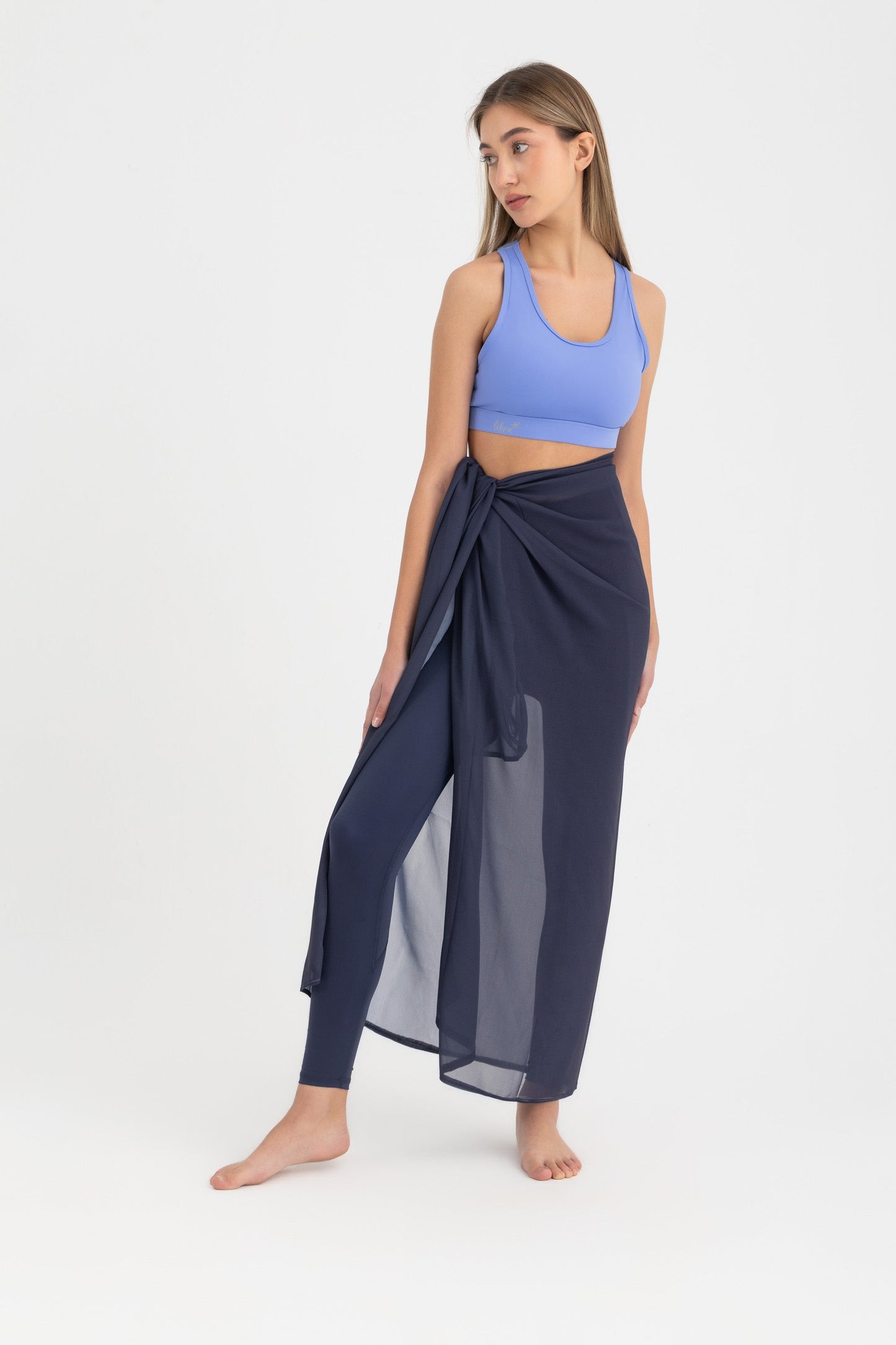 Chiffon Wrap Long Skirt - Navy