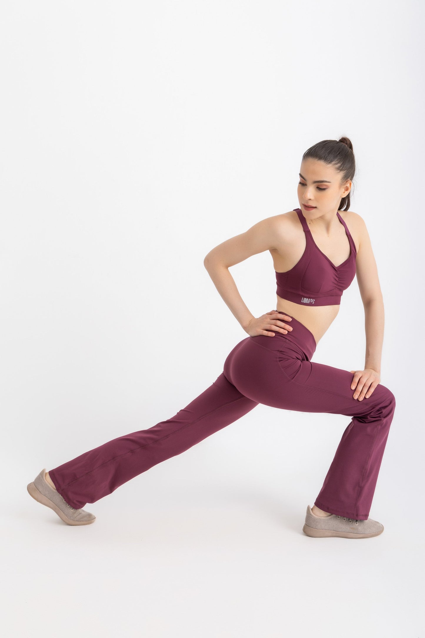 Lycra V-Flare Leggings - Purple