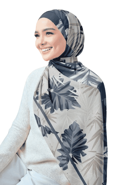 Printed Chiffon Crepe Veil - Gray