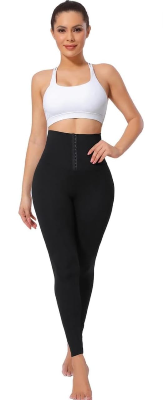 Synthetic Sculpt Fit High-Waist Compression Leggings - Black